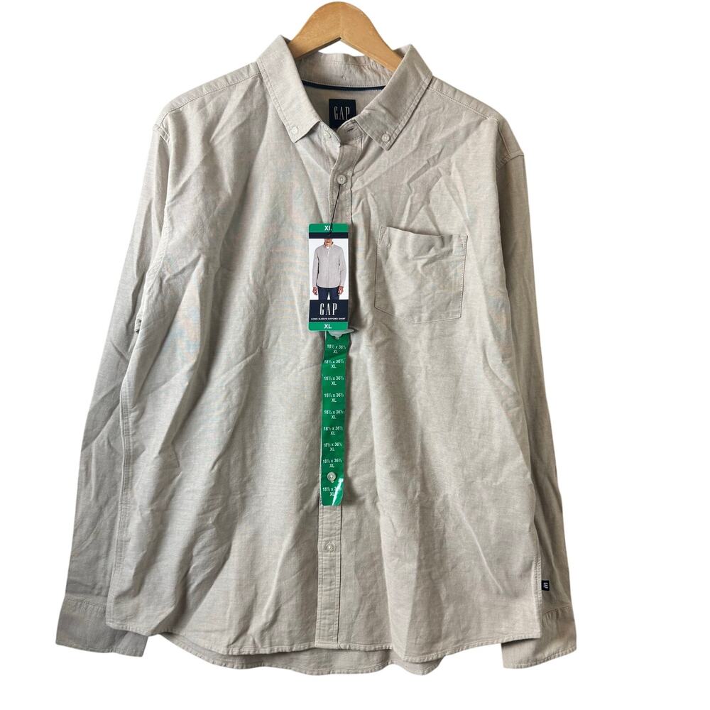 Gap Men's Oxford Long Sleeve Shirt Button Up tan Size XL Business Casual School